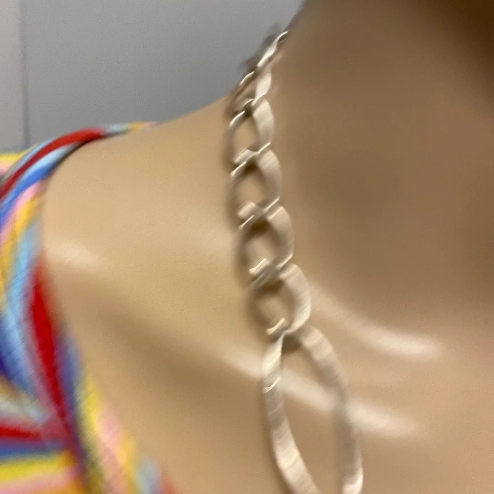 Chunky Silver Tone Chain Link Necklace Statement Fashion Jewelry‎